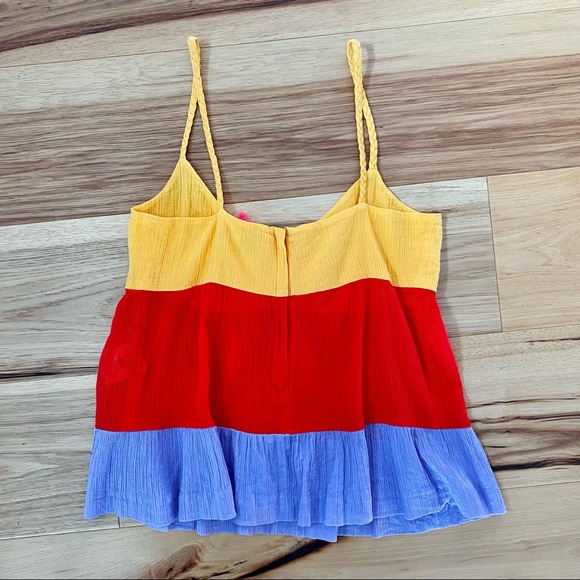 See By Chloe Ruffled Bow Braided Strap Colorblock Tank NWT - Picture 3 of 12